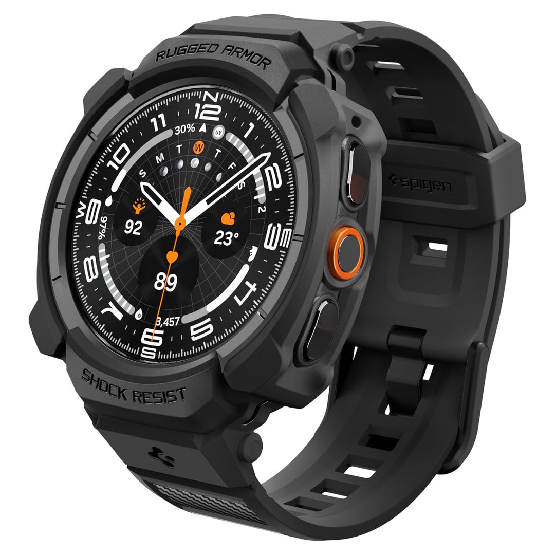 Spigen Rugged Armor Pro Hülle mit Band für Samsung Galaxy Watch Ultra 2 | TPU-Unibody-Hülle mit Armb