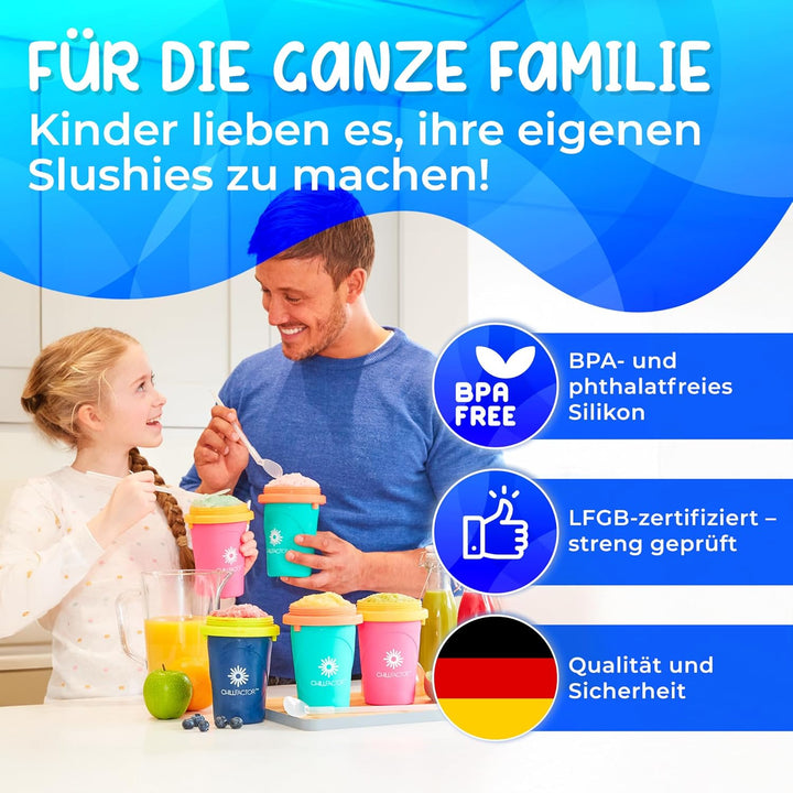 Slushy Maker Magic Freez | Slush Ice Becher mit Strohhalmlöffel | Eisbecher Alternative für Eis selb