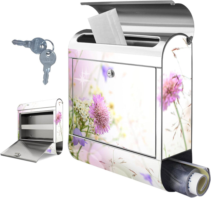 banjado Briefkasten Edelstahl 38x43x12cm & 2 Schlüssel - rostfreier Edelstahl Briefkasten mit Zeitun