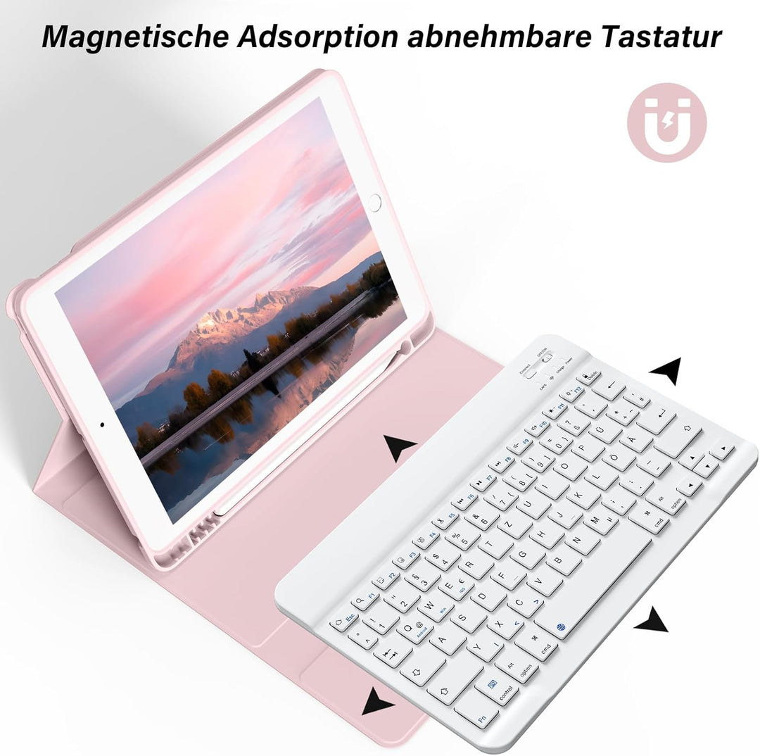 Tastatur Hülle für iPad 10.2 Zoll (9./8./7. Generation - 2021/2020/2019), Soft TPU Rückseite Gehäuse