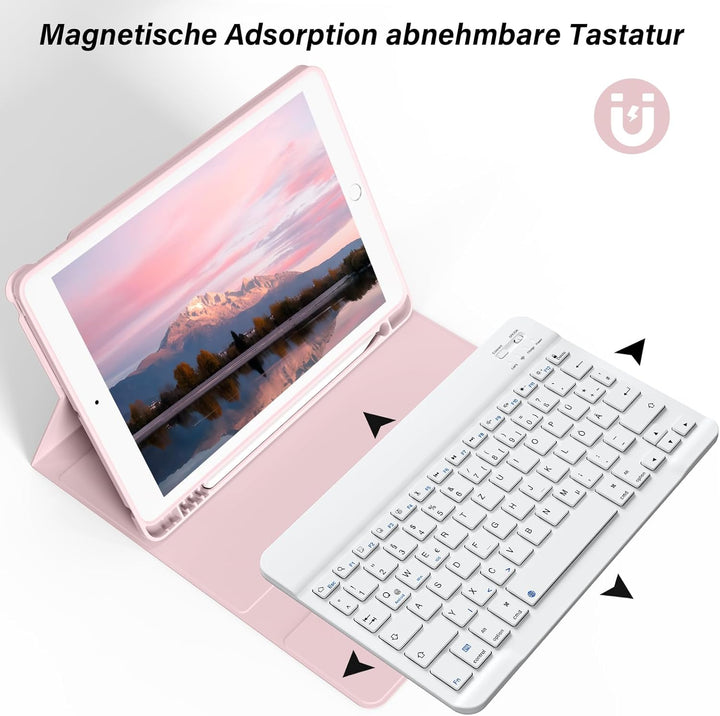 Tastatur Hülle für iPad 10.2 Zoll (9./8./7. Generation - 2021/2020/2019), Soft TPU Rückseite Gehäuse