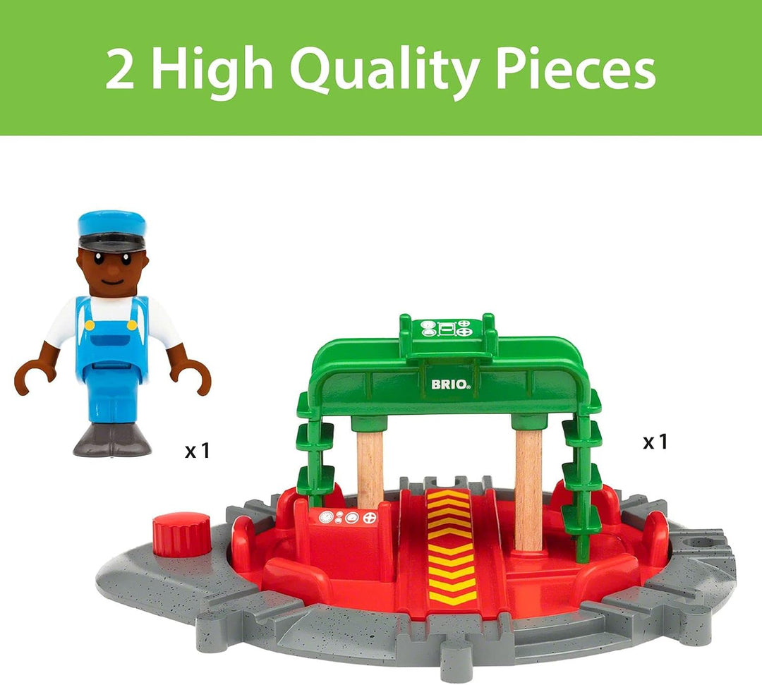 BRIO Bahn 33476 - Lok-Drehscheibe mit Kontrollbrücke & World 33754 Magnetisches Glockensignal – Eise