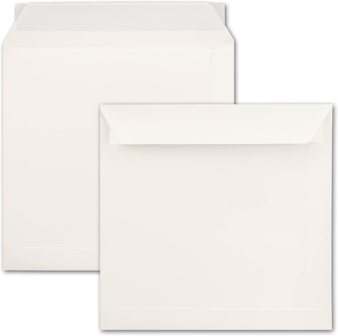NEUSER PAPIER 50 quadratische Briefumschläge 22 x 22 cm - Creme - 120 Gramm pro m² - Für ganz besond