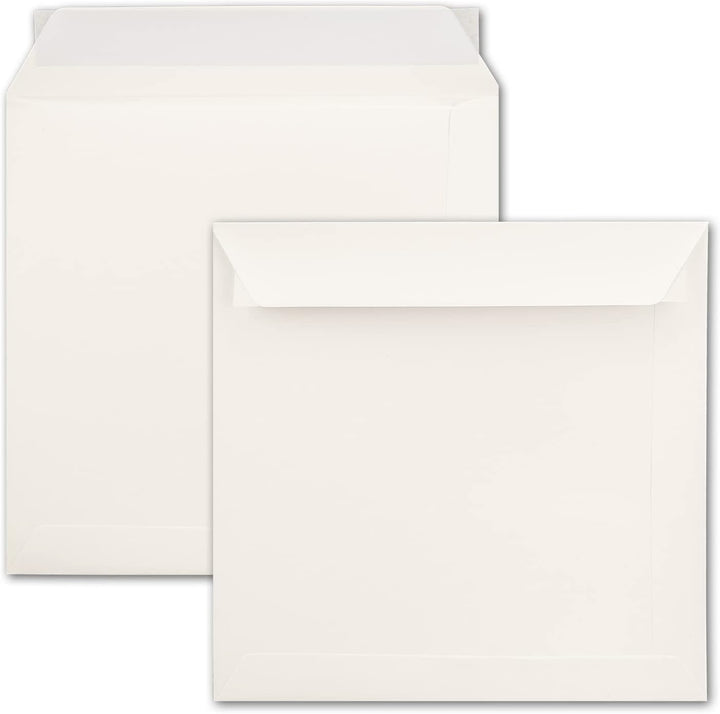NEUSER PAPIER 50 quadratische Briefumschläge 22 x 22 cm - Creme - 120 Gramm pro m² - Für ganz besond