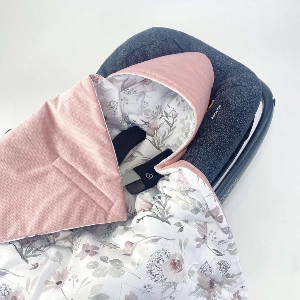 BABEES Einschlagdecke für Babyschale Autositz, Universal, Frühling Sommer Minky Baby Decke mit Klett