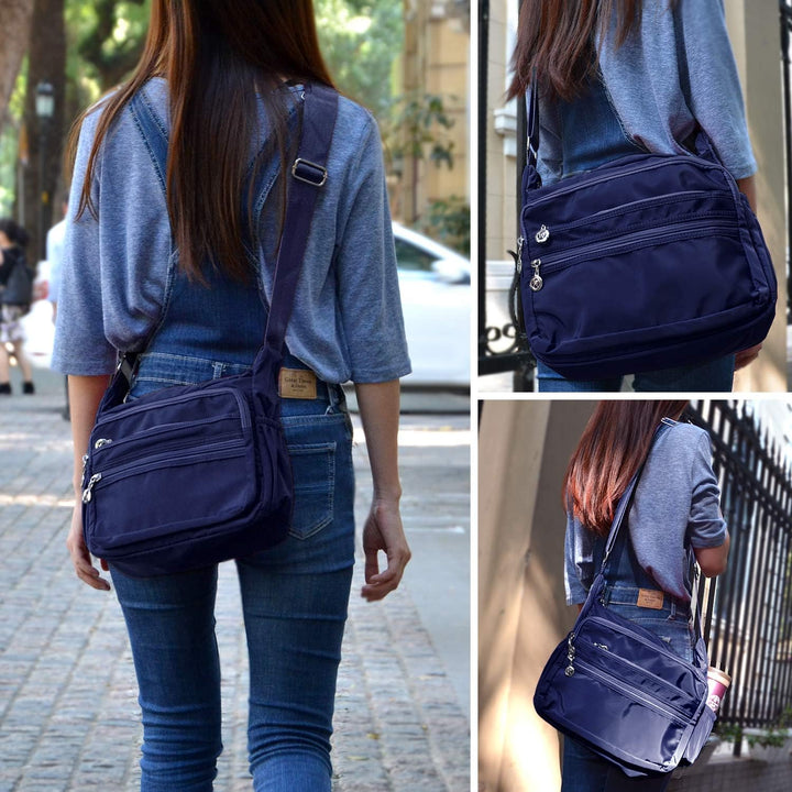 NOTAG Umhängetasche Damen, Wasserdicht Nylon Schultertasche Mehrfachtasche Handtasche mit RFID Geldb