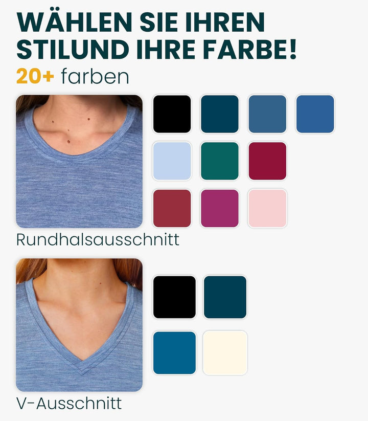 Merino.tech 100% Merino Shirt Damen Wandern - Merinowolle Tshirt Damen Kurzarm - Sport Thermo Unterh
