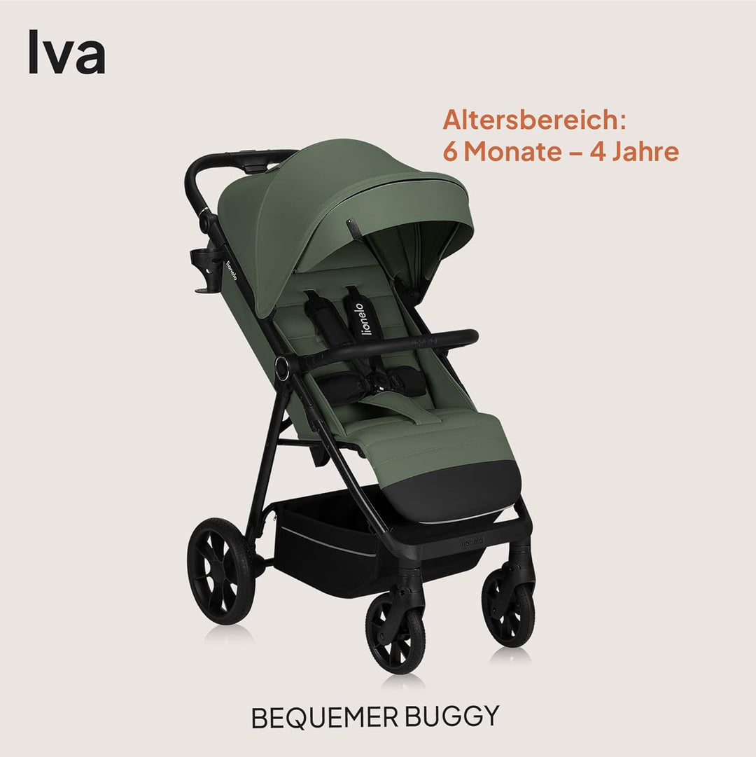 LIONELO IVA Buggy bis zu 22 kg von 6 Monaten bis 4 Jahre Schwenkbare 360° Räder Volle Stossdämpfung