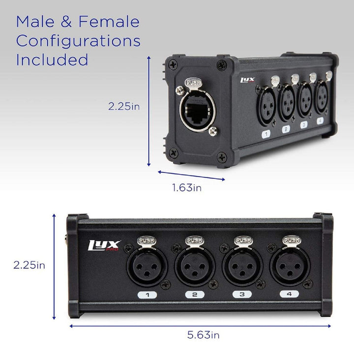 LyxPro 4-Kanal 3-Pin Multi Netzwerk XLR Kabel Breakout für Bühnen-Tonbeleuchtung und Aufnahmestudio-
