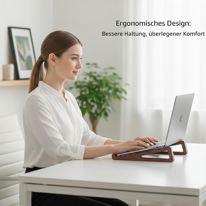 Laptopständer aus Bambusholz, tragbarer Laptopständer aus Holz für Schreibtisch und Tablet mit Trage