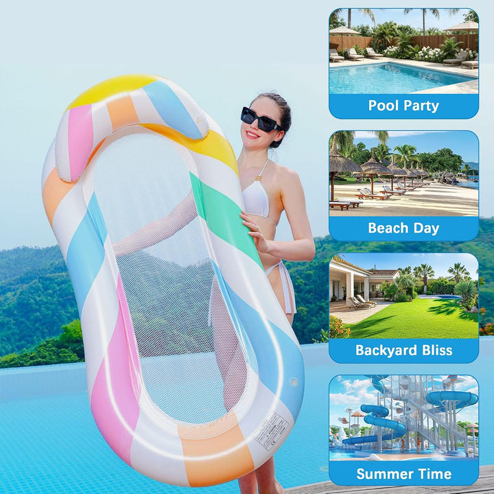 Aufblasbare Wasser Hängematte Luftmatratze Liege mit Netz, Pool Hängematte mit Mesh, Wasser Bett sch