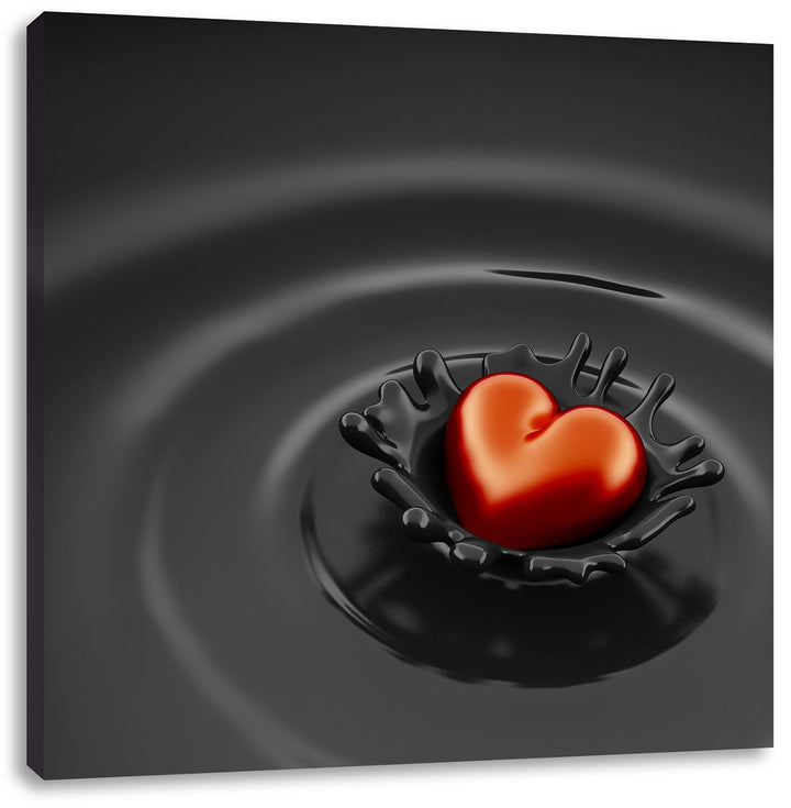 Pixxprint Rotes Herz in Schokolade als Leinwandbild Quadratisch/Grösse: 70x70 / Wandbild/Kunstdruck/