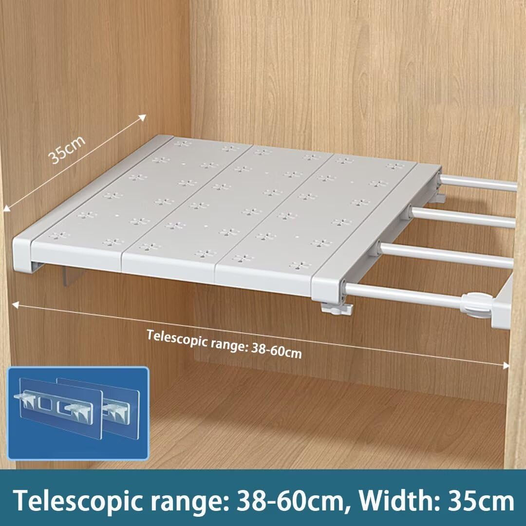 Verstellbare Regale für Schrank, Erweiterbares Einlegeböden Schrankregal, Nagelfrei Teleskop Regaltr