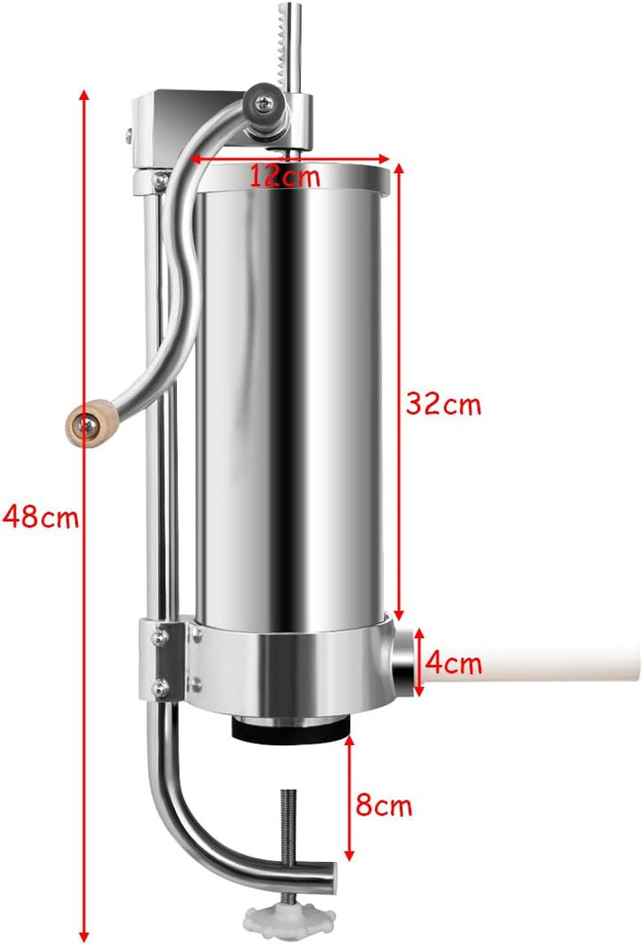 COSTWAY 1,5L / 3L / 3,6L / 6L Wurstfüller manuell, Wurstmaschine aus Edelstahl, Wurstfüllmaschine si