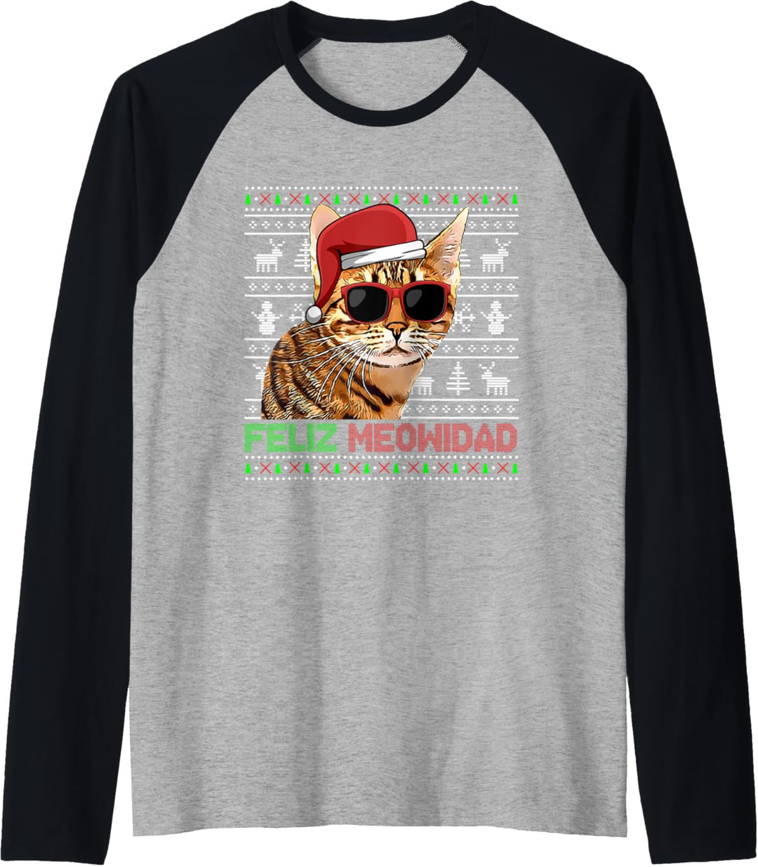 Ocicat Cat Feliz Meowidad Lustige Weihnachten Raglan