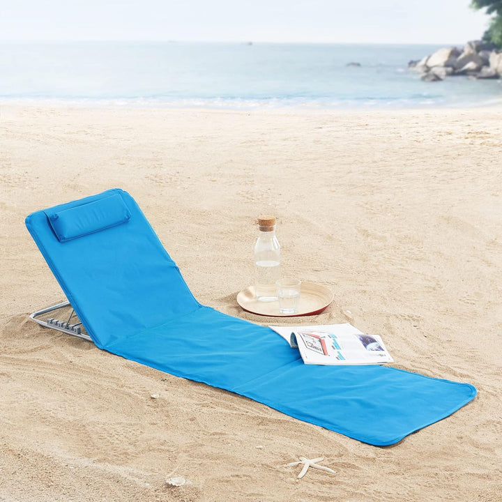 [en.casa] Strandmatte Cellorigo 2er Set Strandliege klappbar Blau Sonnenmatte mit 5-Fach Verstellbar