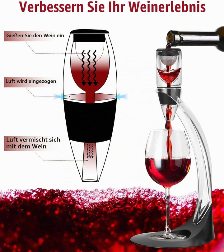 Zaxiva Luxus Wein Dekanter Set, Hochwertiger Rotwein Dekanter mit Weinbelüfter, Vakuum Weinstopper &amp;