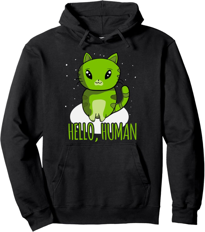 Kawaii Cat, Alien Katzen Design, Japanisches Anime Motiv Pullover Hoodie