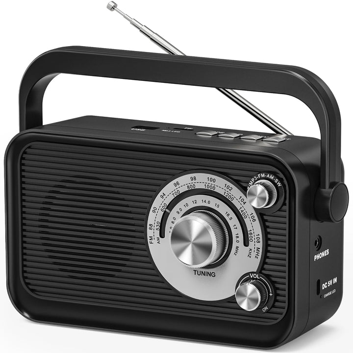 Tragbares Radio, FM/AM/SW Kofferradio, Strom und Batteriebetrieb mit MP3 Funktion, Batterieradio mit