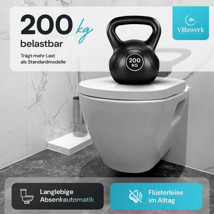 Toilettendeckel mit Absenkautomatik – geprüft von der DEKRA – kratzfest, Soft-Touch, 200kg belastbar