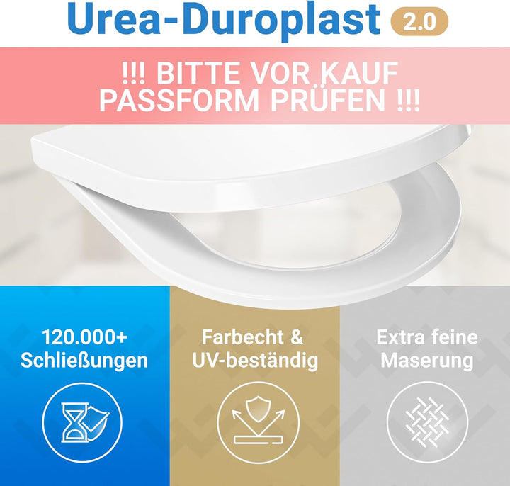LOBENSWERK Toilettendeckel D Form [KURZ] einfache Montage | Klodeckel mit Absenkautomatik | Toilette