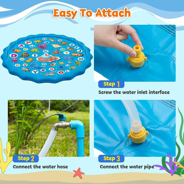 Paochocky Sommer Sprinkler Wasserspielmatte 170 cm Grosses Runden Aufblasbar Splash Spielmatte Outdo