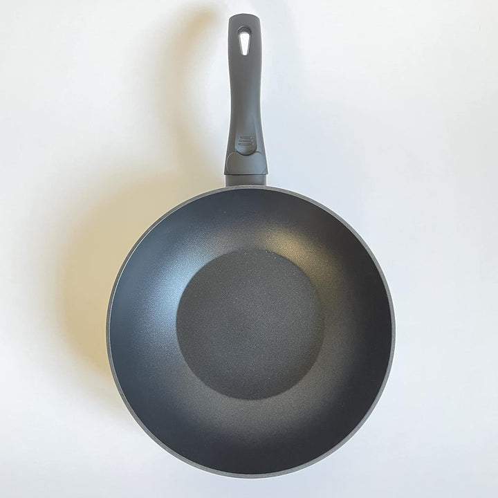 Pintinox Aluminium Wok mit Deckel 28 cm Ø Serie Power Xylan Antihaftbeschichtung Induktion
