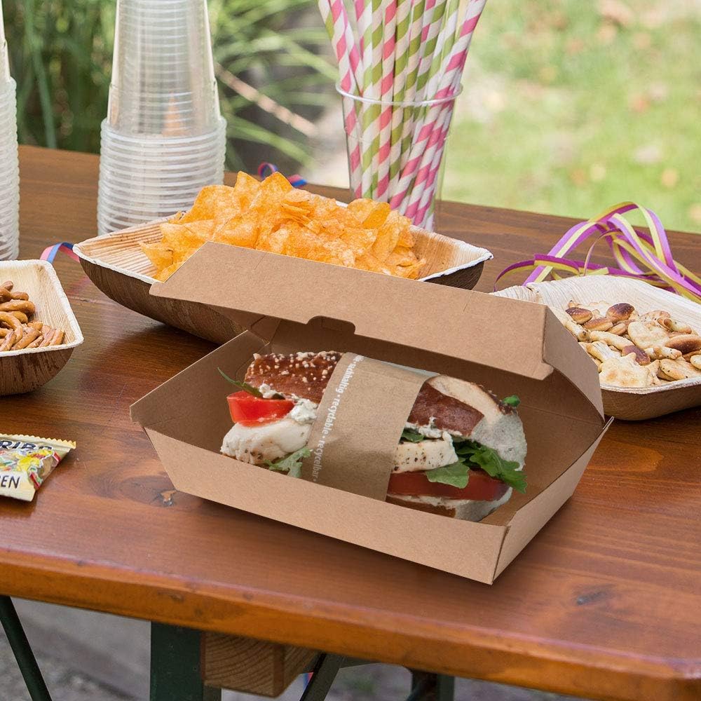 BIOZOYG Take Away Burger Box 200 Stück I Burgerboxen mit Klappdeckel I Hamburger Box aus Frischfaste