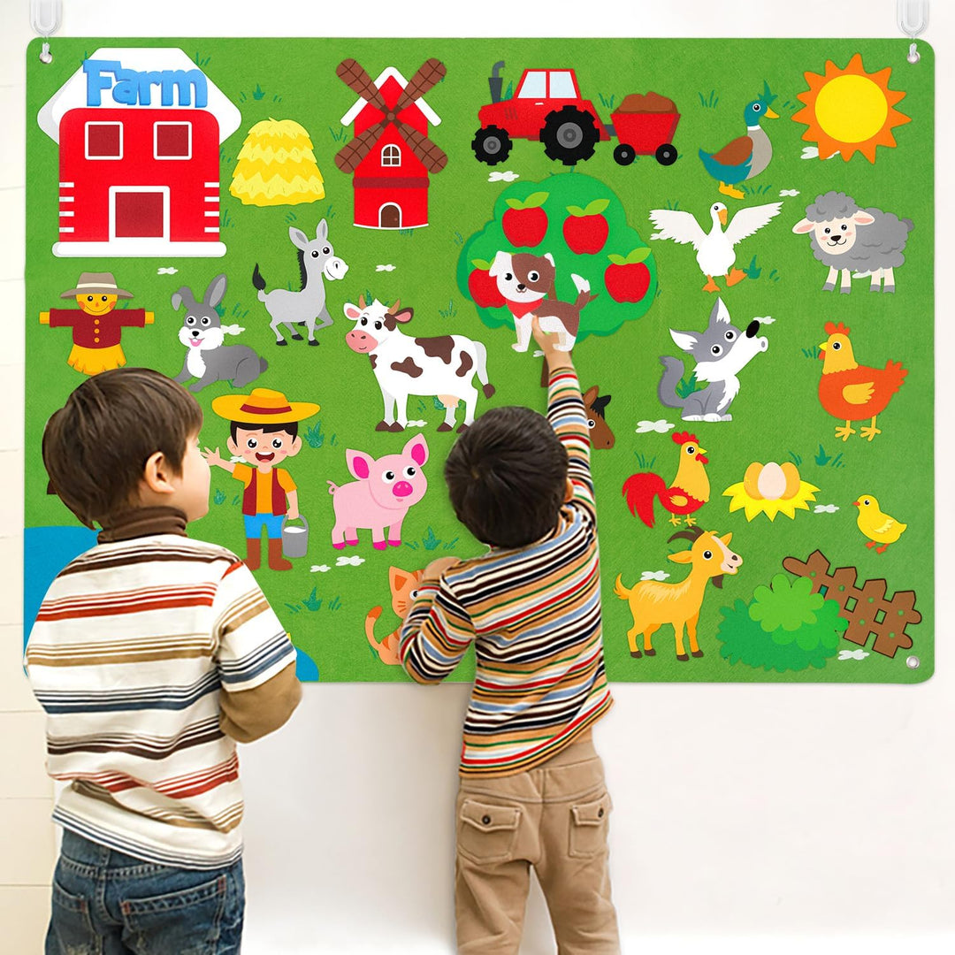 WATINC Montessori Spielzeug Lernspielzeug Kinderspielzeug Filz Farm Story Board Set Vorschule Nutzti