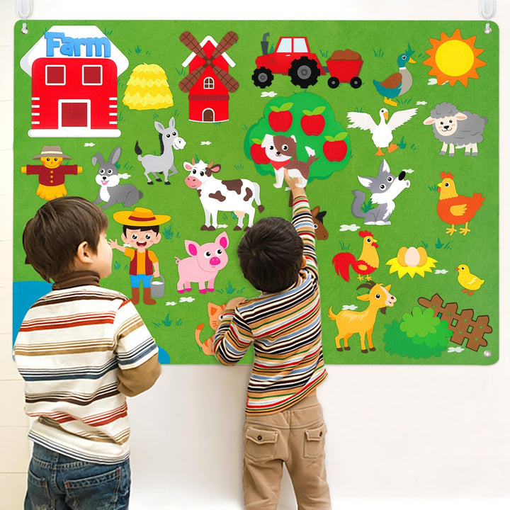 WATINC Montessori Spielzeug Lernspielzeug Kinderspielzeug Filz Farm Story Board Set Vorschule Nutzti