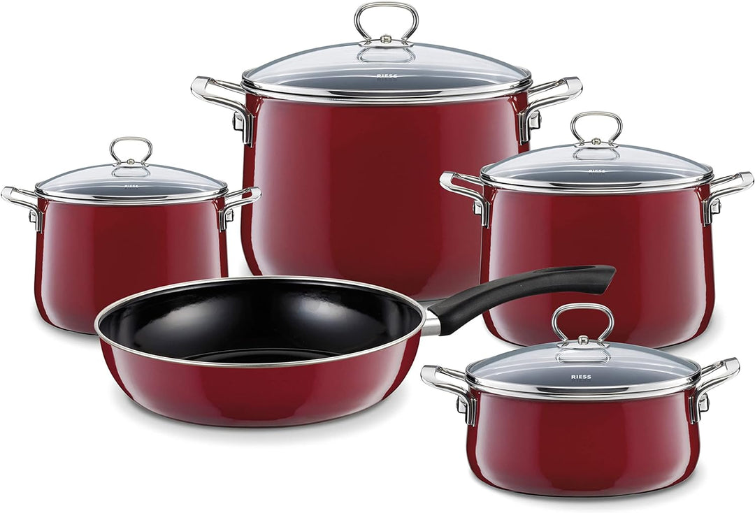 Riess, 0711-008, Kasserolle mit Glasdeckel, NOUVELLE, ROSSO EXTRA STARK, Durchmessser 24 cm, Höhe 17