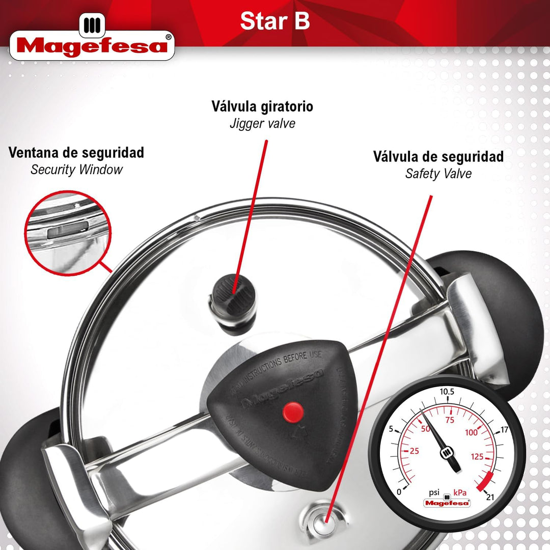 OLLA PRESION STAR BOMBEADA 6L MAGEFESA