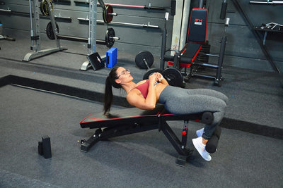 Train Hard® Premium Hantelbank verstellbar als Flachbank Schrägbank Negativbank mit Bein-Fixierung u