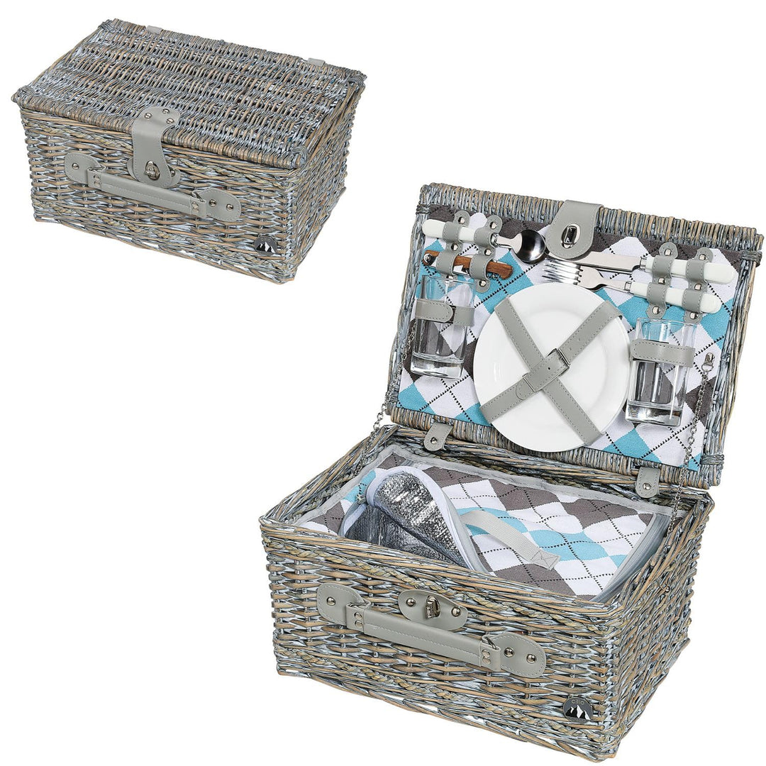 Cilio 0000155716 Picknick-Korb Stresa deluxe, Holz, braun, 19,8 x 30,6 x 41,4 cm