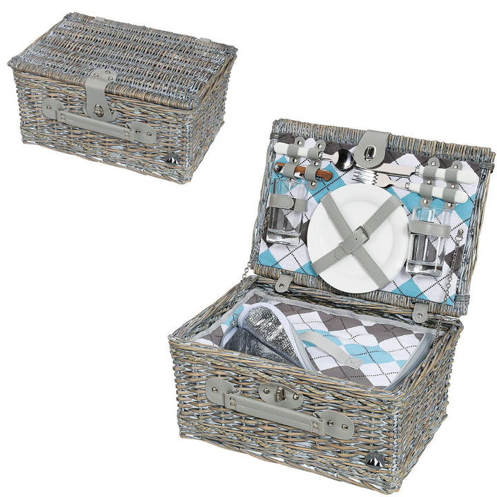 Cilio 0000155716 Picknick-Korb Stresa deluxe, Holz, braun, 19,8 x 30,6 x 41,4 cm