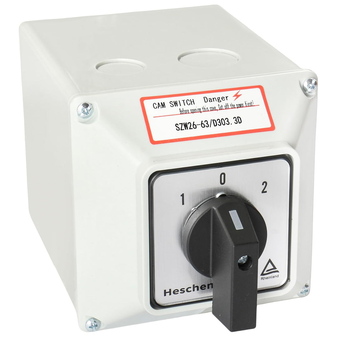 Heschen Universal Drehnockenwahlschalter, SZW26-63/D303.3D, 660V 63A, ON-OFF-ON 3 Positionen, 3 Phas