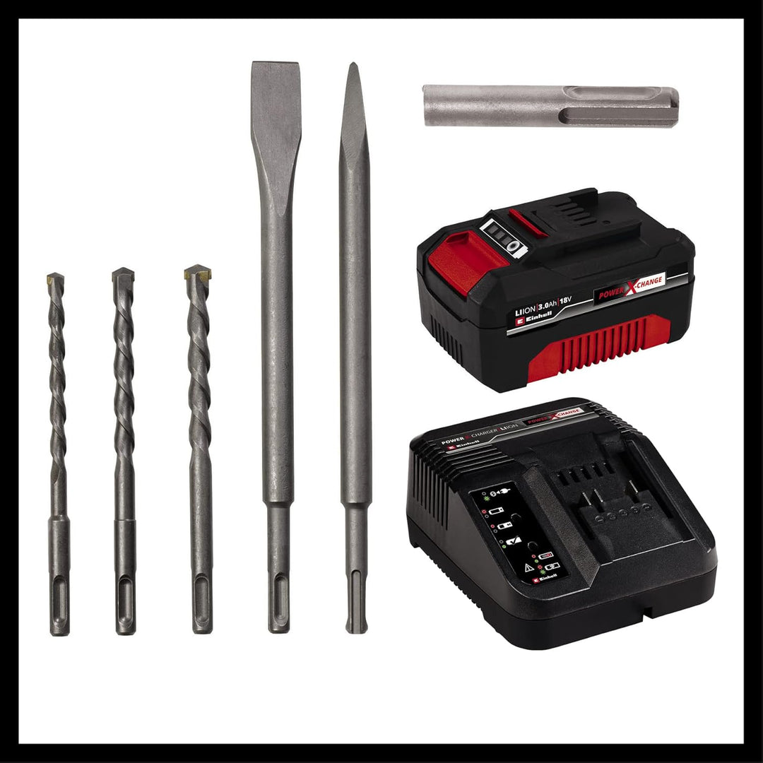 Einhell Akku-Bohrhammer HEROCCO Kit +5 (1x3,0Ah) Power X-Change (Li-Ion, 18V, 2.2 Joule, 18 Nm, SDS-