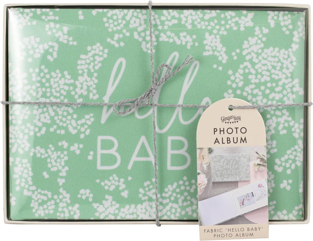 Ginger Ray Stoff-Fotoalbum „Hello Baby“ mit 24 Seiten selbstklebendem Foto und leeren Seiten als Ges