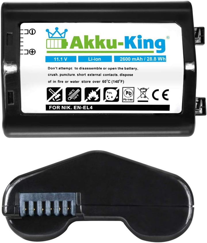 Duo Akku-Ladegerät kompatibel mit Nikon D2X, D2H, D2HS, D3, D3s, D3X F6 Akku + 2X Akku-King Akku EN-