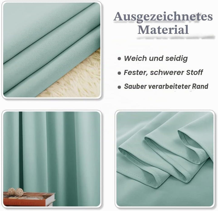 PONY DANCE Verdunkelungsvorhang Grün Übergardinen mit Kräuselband 2er Set H 175 x B 140 cm Vorhänge