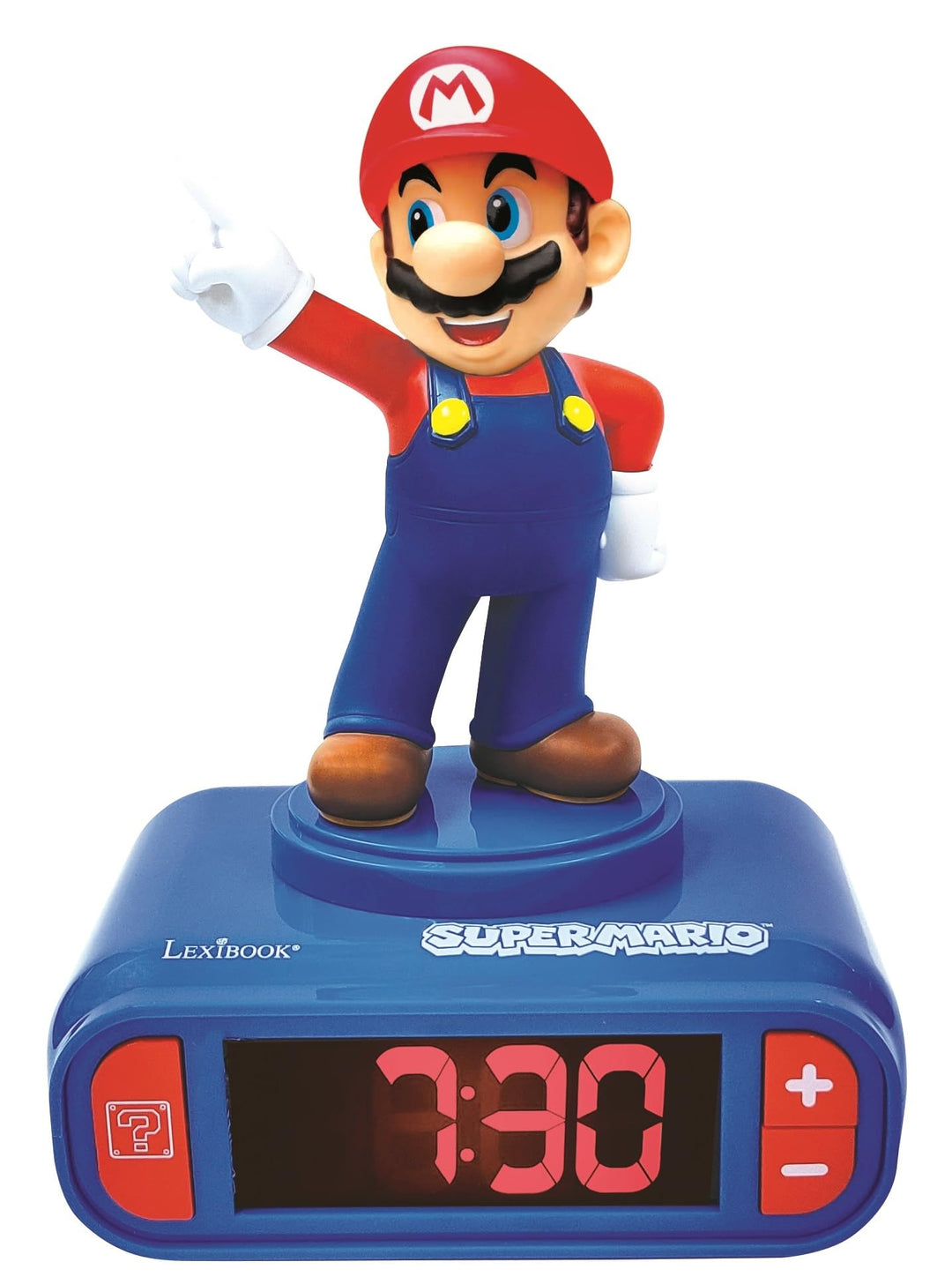 Lexibook - Nintendo Super Mario Digitalwecker mit Klingeltönen - mit Snooze, Uhr, Blau/Rot Farbe - R
