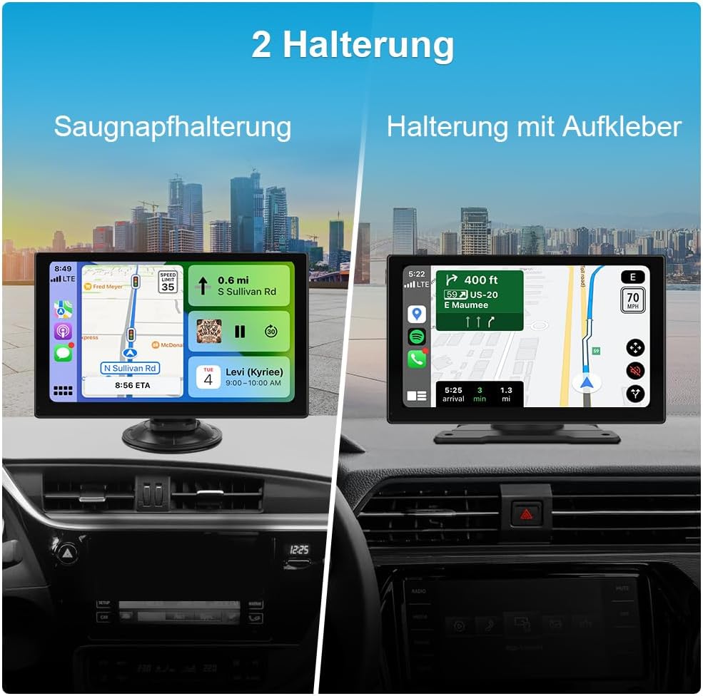 Junsun Carplay Navigation mit CarPlay &amp; Android Auto, für Auto, LKW und Wohnmobile, unterstützt Blue