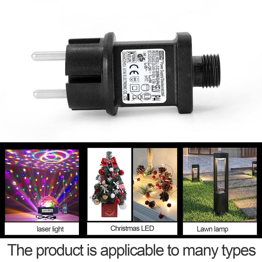 2 Stück LED-Transformator CZJUTAI IP44 Stromversorgung für Weihnachtsbeleuchtung mit Stecker – EU-St