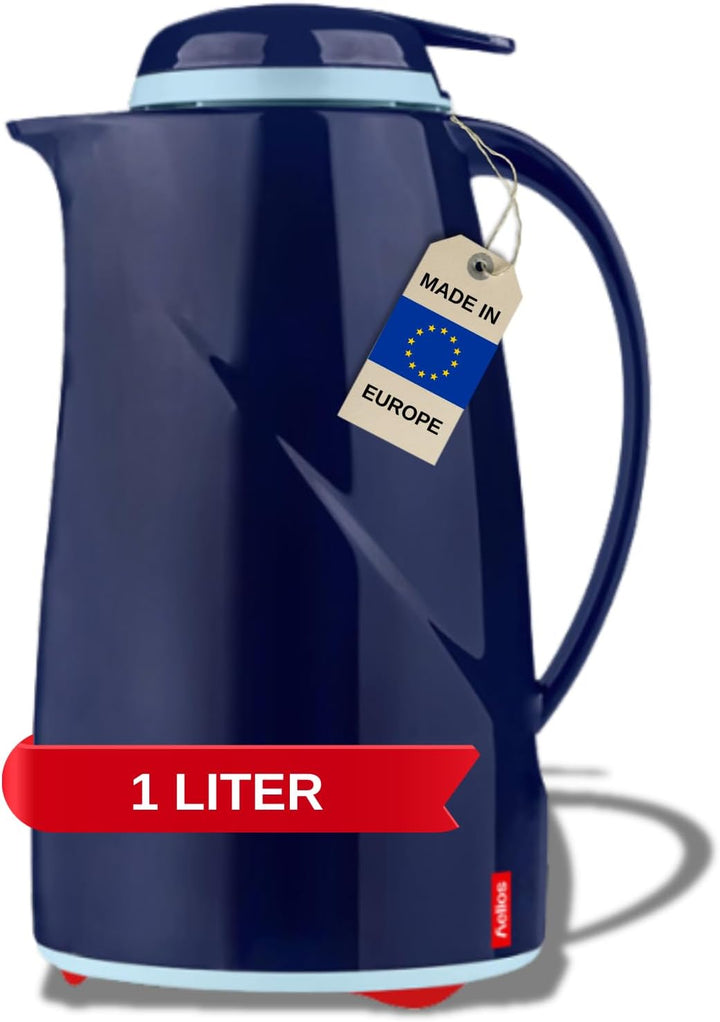 Helios 2934-008 Wave Push Kunststoff-Isolierkanne, 1 Liter, dunkelblau, Dunkelblau