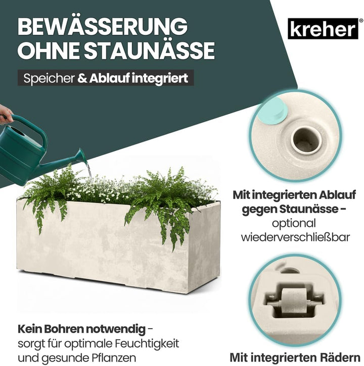 Kreher XL Pflanzkasten Millennium in verschiedenen Formaten und Farben. Tolle Naturstein Optik in Br