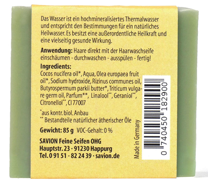Savion 4+1 Bio Haarseife Thermalwasser, Vegan, Handgemacht, Palmölfrei, Plastikfrei, 5x 85gr 1.42 g