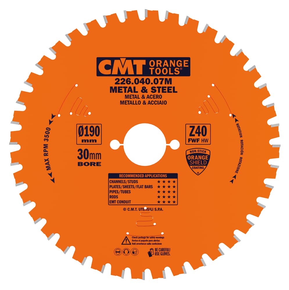 CMT Orange Tools 226.040.07 M – für Metalle Kreissägeblatt 190 x 2 x 30 Z 40 FWF 8 Grad