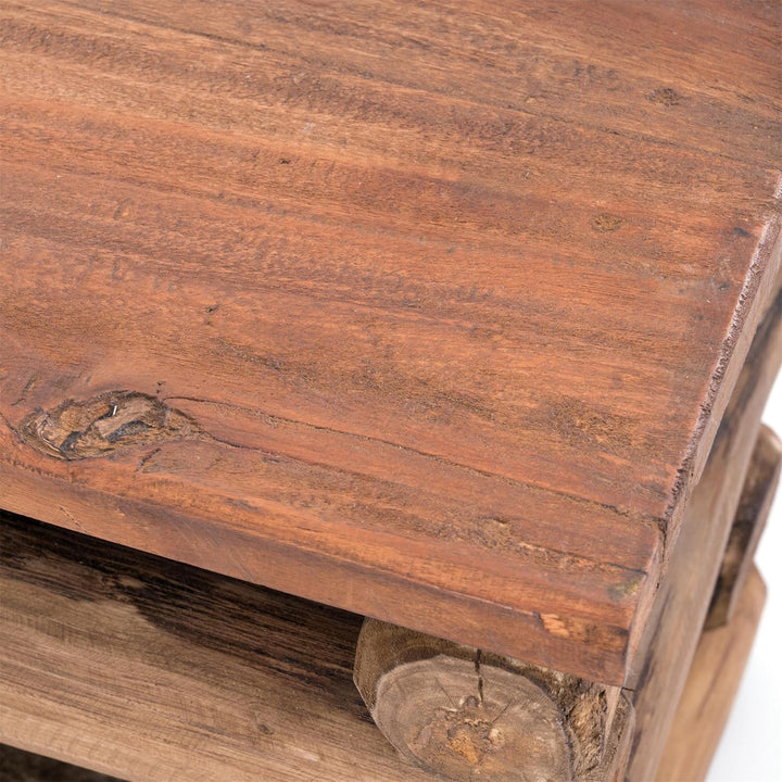 DESIGN DELIGHTS TEAKHOLZ HOCKER Block 38 | 30x30x39cm (BxTxH), Teak Altholz | Massivholz Sitzhocker,