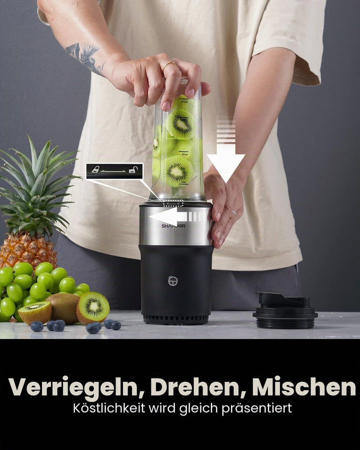 SHARDOR Smoothie Maker, 900W, StandMixer mit 2 * 700ml Flasche, mixer mit Edelstahl 6-Klingen, BPA f