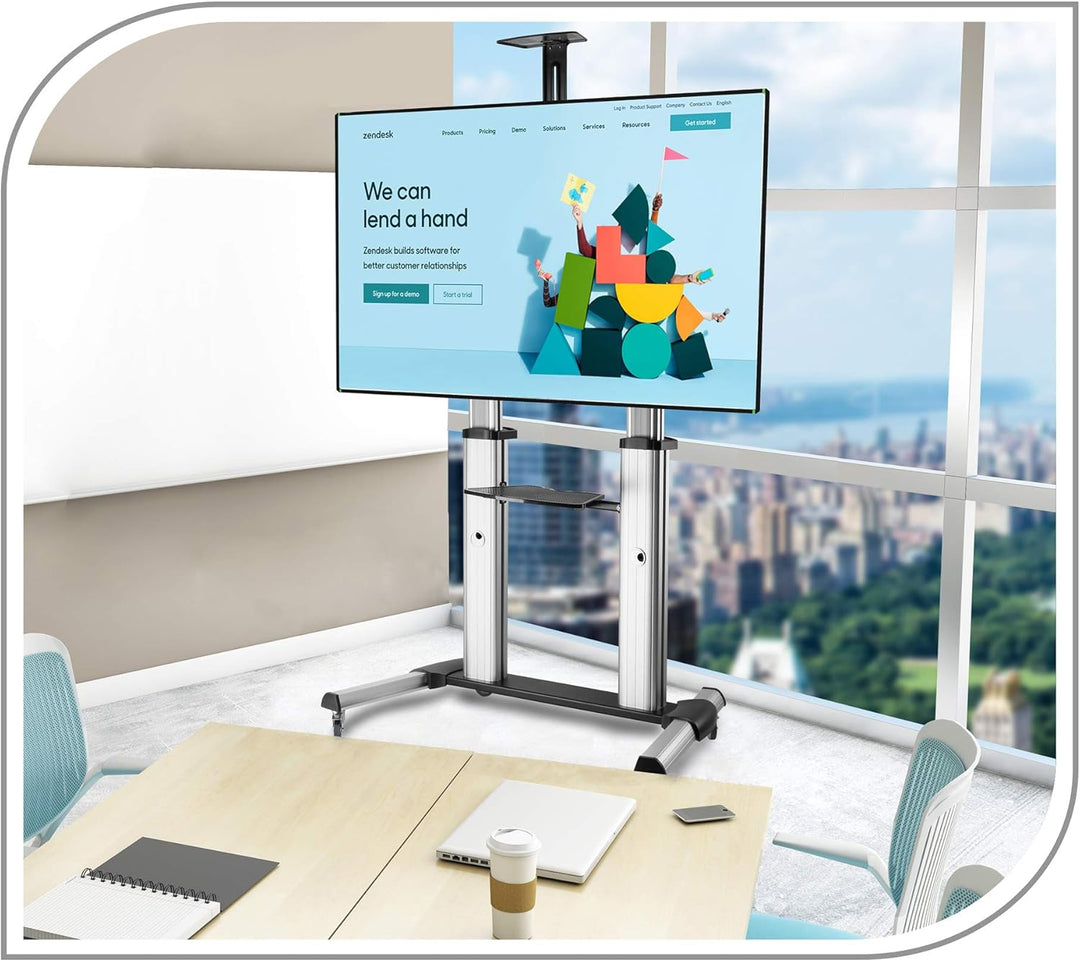 PureMounts PDS-0011C Single Screen TV Standfuss, VESA: bis 1000x600 mm silbergrau/schwarz, Standfuss